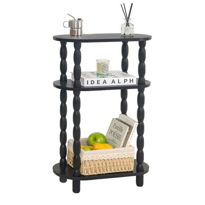 Small Narrow Side Table, 3-Tier Narrow End Table with Storage, Skinny Side Ta...