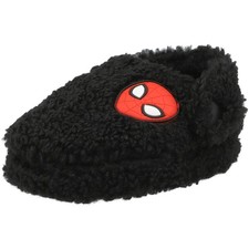Spider-Man Kids Black Slippers Slip-On Cozy