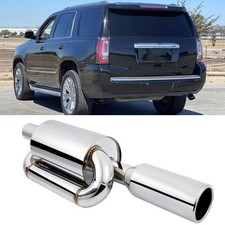 For GMC Yukon 1992-25 Twin Loop Exhaust Muffler Tip Resonator 2.5"Inlet 4.0" Out