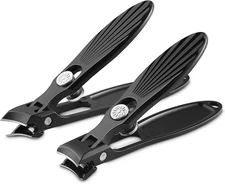 "Heavy Duty Nail Clippers for Thick & Ingrown Nails, Black, No Splash