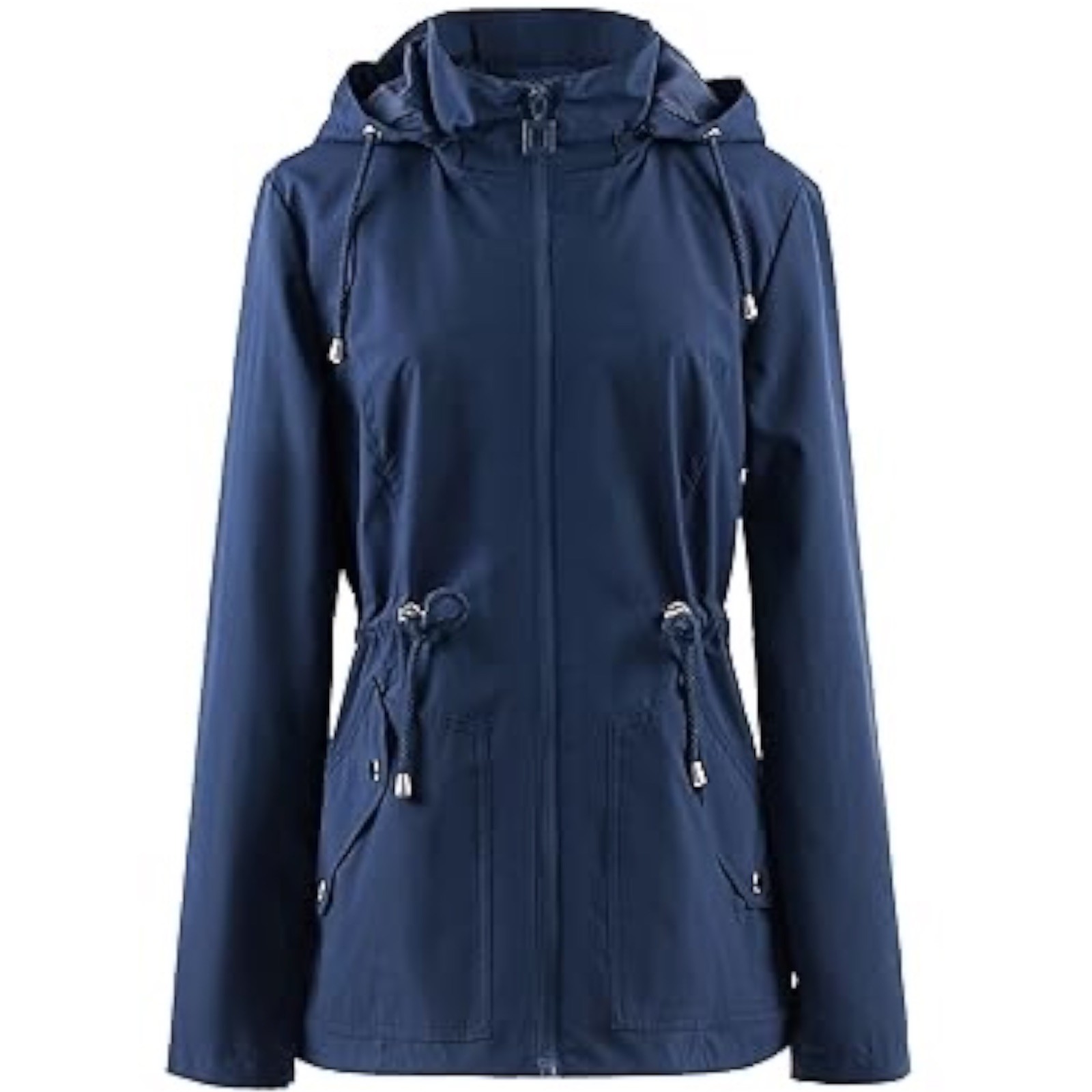Polydeer Woman’s Lightweight Waterproof Raincoat Hooded Wind Jacket Adjustable L