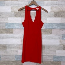 Silence & Noise Seamed Ponte Cut Out Dress Red Urban Outfitters Womens Medium