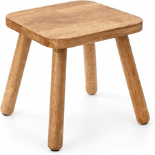 12 Inch Square Solid Wooden Step Stool, Non-Slip One Step Stool for Adults, Hold