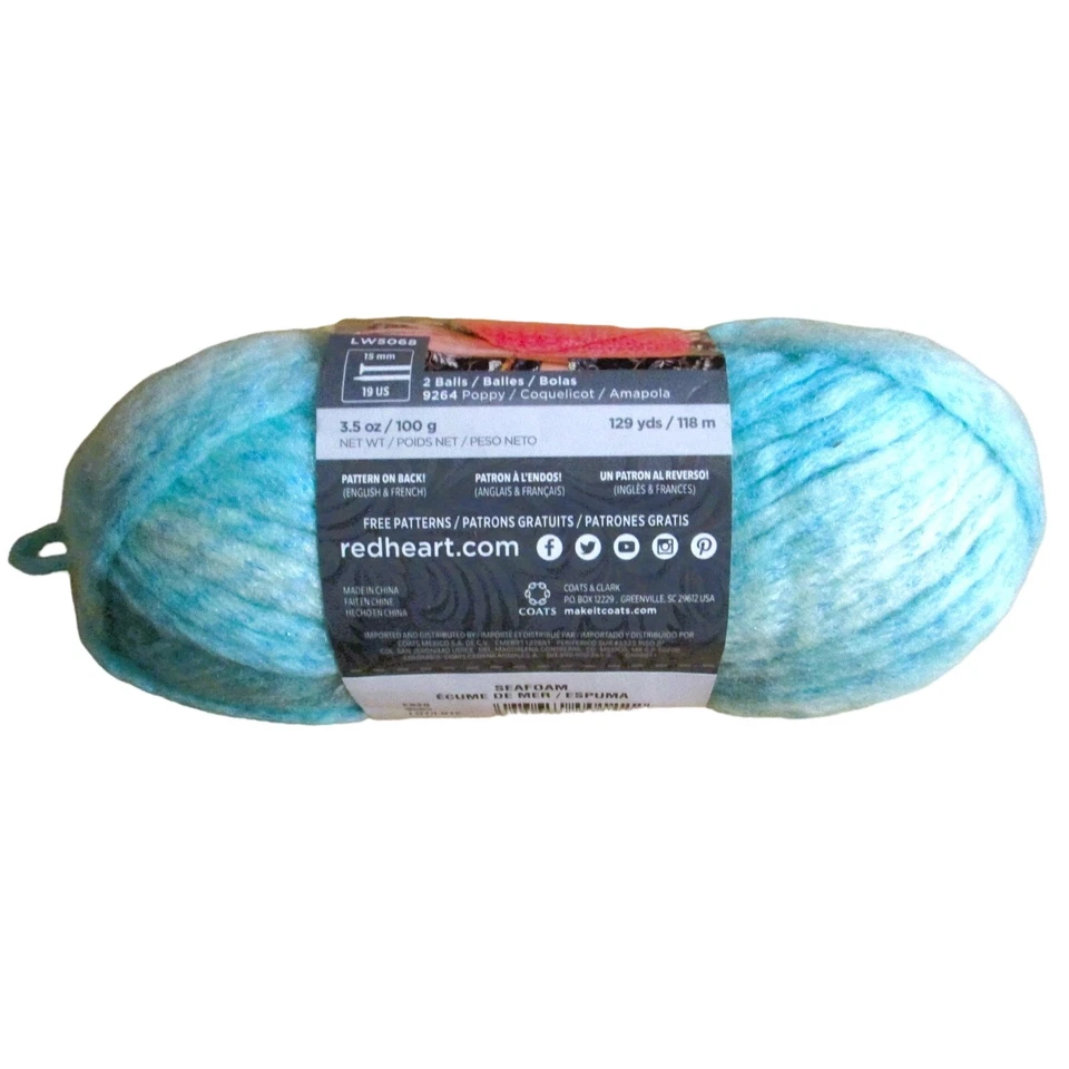 Red Heart Seafoam Yarn Acrylic Blend 129 Yards Knitting Crochet Crafts - Image 2 of 4