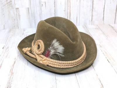 Vintage Men's Churchill Ltd Fedora Hat with Rope and Feather Size Small 6 5/8