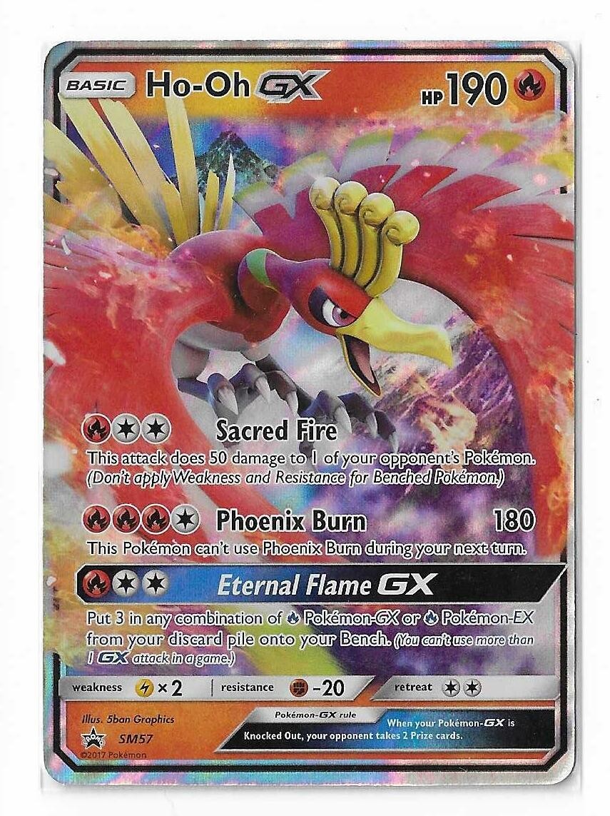 Ho-Oh GX SM57 Black Star Promo Ultra Rare Full Art Holo Pokemon Card NM