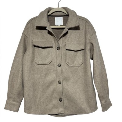 Avec Les Filles Neutral Beige Boyfriend Shacket Size S Cozy Oversized Fall