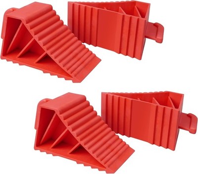 Donext Wheel Chocks Rubber Heavy Duty, Tire for Travel red 4-pack 