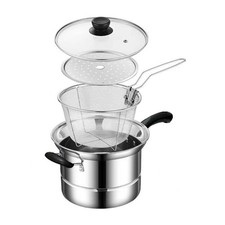 Stainless Steel Deep Frying Chip Pan with Basket & Lid–Best Induction Compatible