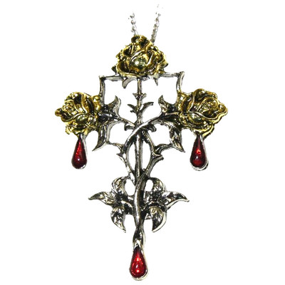 Briar Blood Trinity Gothic Rose Halskette Rot Emaille