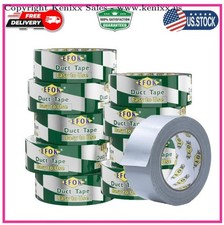 10 Pack Duct Tape Heavy Duty Waterproof, Sliver Duct Tape Bulk 1.88 Inch X 90...