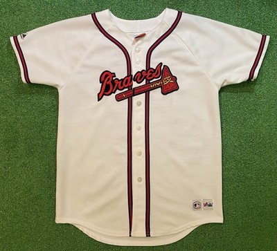 Vintage Atlanta Braves Jersey Youth XL Majestic #25 Jones MLB Baseball  Autograph