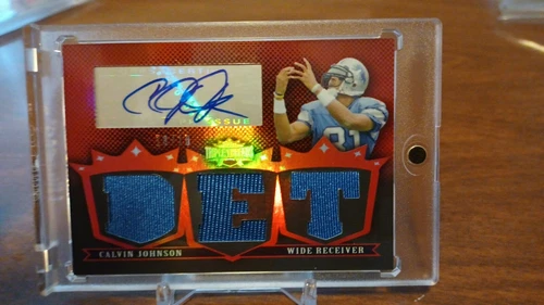 2007 TOPPS TRIPLE THREADS CALVIN JOHNSON ROOKIE PATCH AUTO SSP # 18/18 VERY RARE