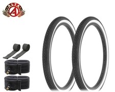 ALTA Bicycle 20" x 1.75" Black/White All Brick Tread 2 TIRES, TUBES, RIMSTRIP