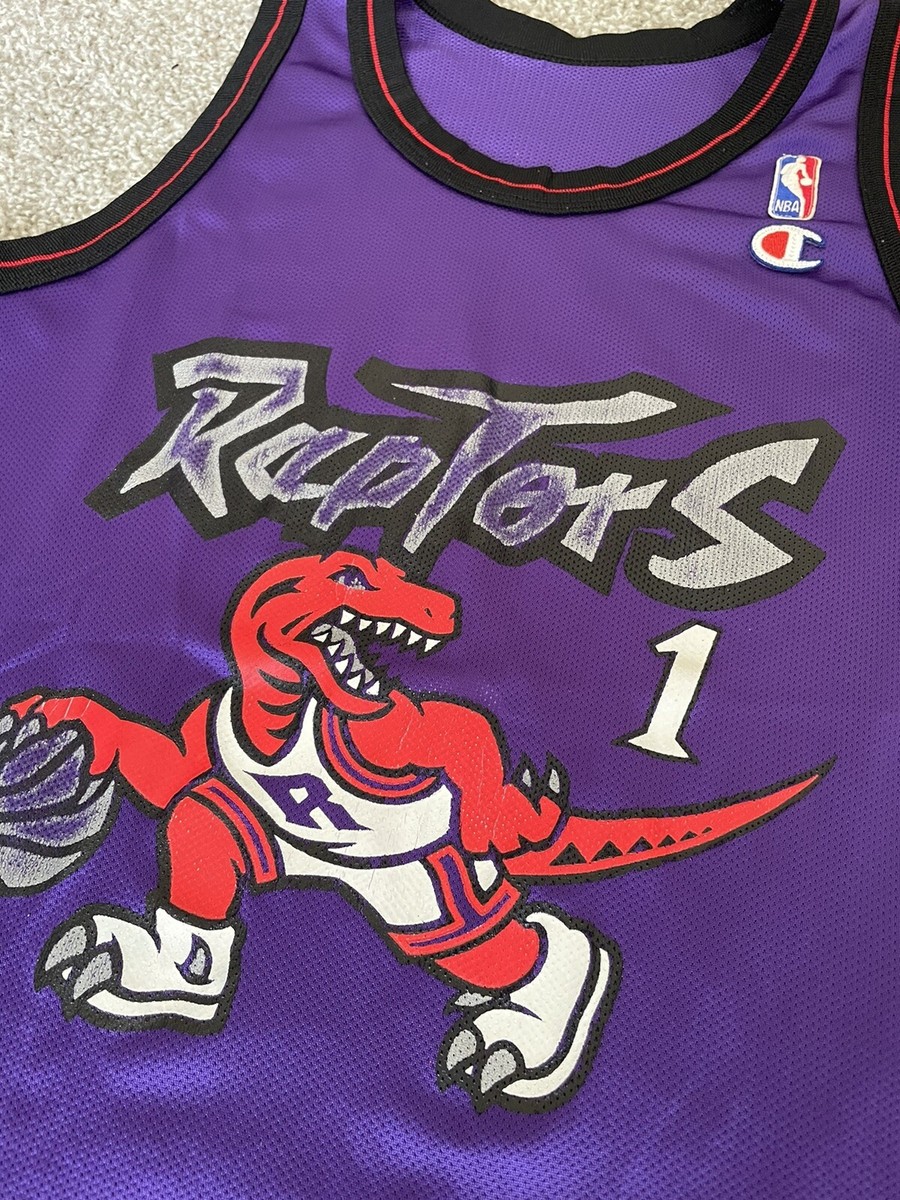 Vintage Champion Toronto Raptors #1 Purple NBA Basketball Jersey
