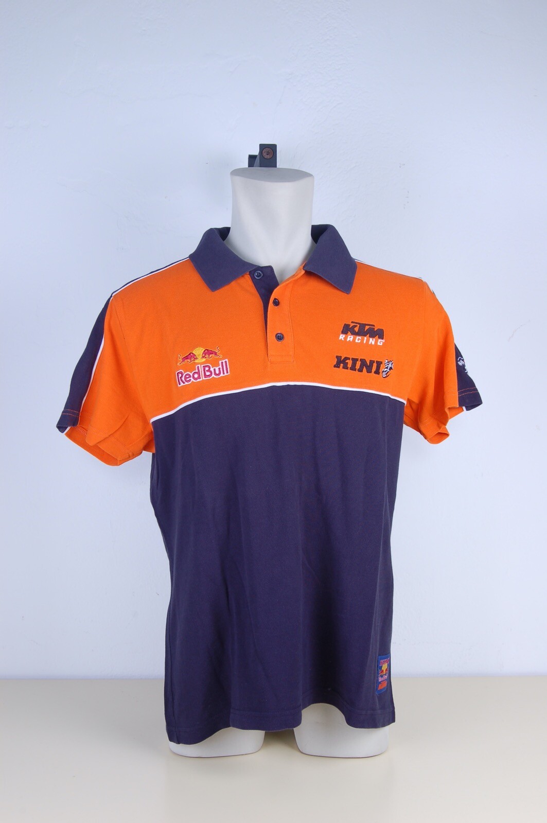Polo Shirt T KTM Racing Kini Red Bull Size M Blue Orange Motorcycle Two Stroke-image