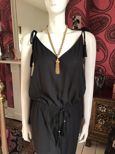 NWT J Crew Women's Jumpsuit Tapered Leg Tassel Tie Waist & Straps Black Size XXS - Picture 3 of 12