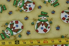 By 1/2 Yd, Red Green White Snowmen on Gold, Signature Classics, Oakhurst, P9187
