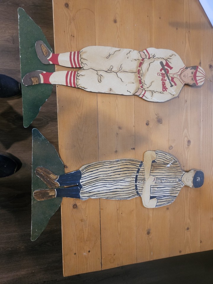 2very Old Vintage BASEBALL METAL WALL ART One Cardinal And One Ny