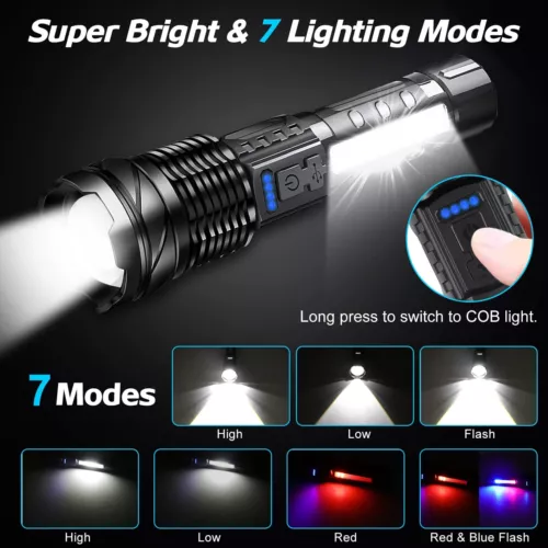Linterna LED súper brillante 990000000 lúmenes luces de trabajo tácticas recargables - Imagen 6 de 14