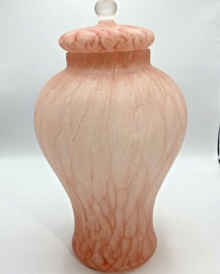 Raymor Satin Pink Swirl Ginger Jar w/Lid 15'' Tall  Mid Century Mod Top122