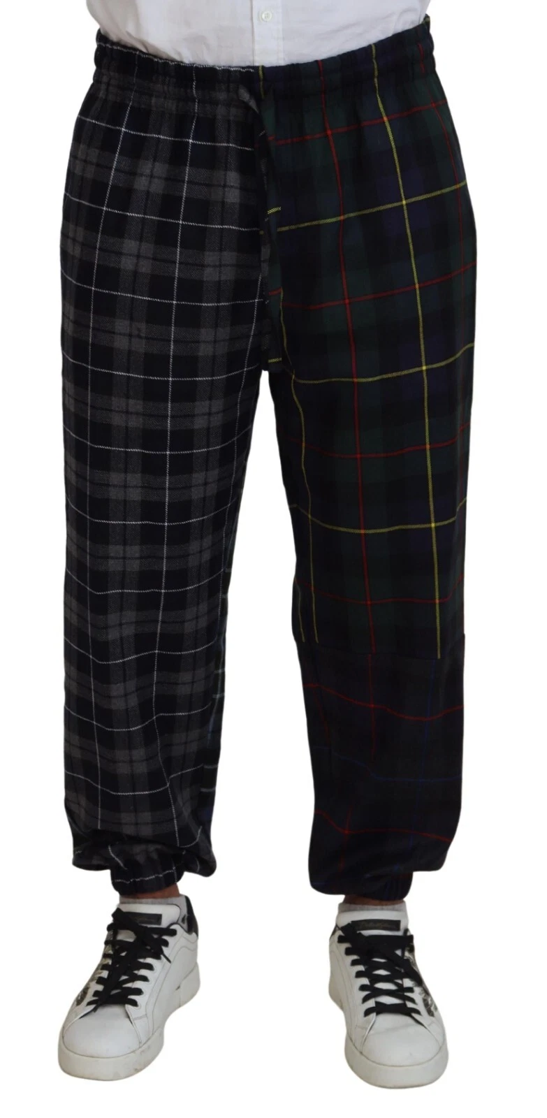 DOLCE & GABBANA Pants Multicolor Checkered Wool Men Jogger IT48/W34/M 1730usd