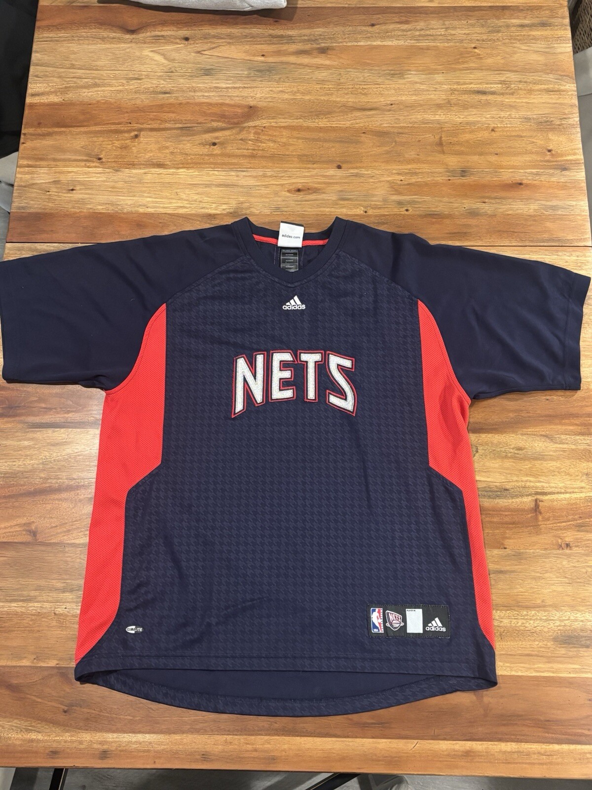 Vintage 00s Adidas New Jersey Nets Warmup Shirt Large Navy NBA Shooting
