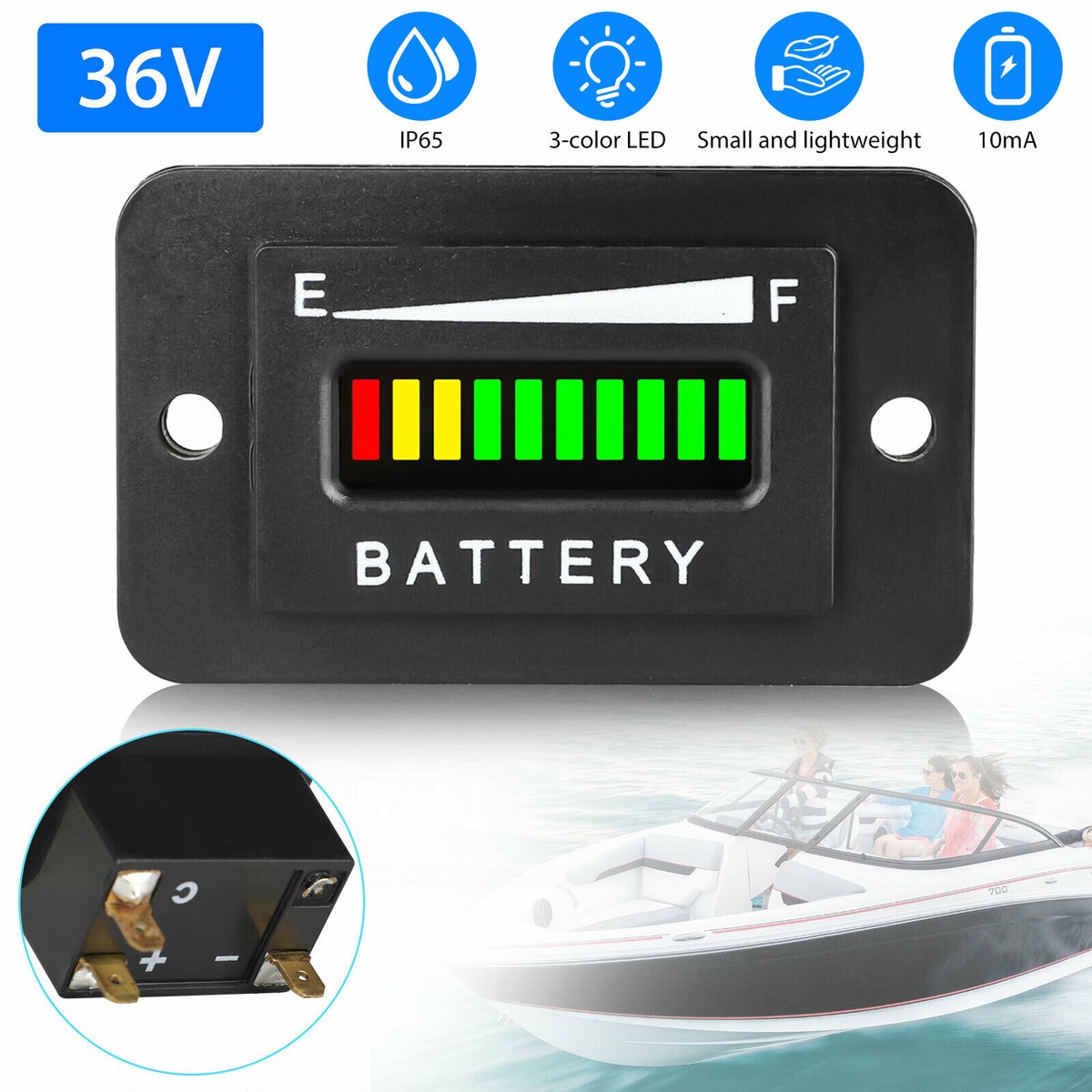 Indicatore di batteria digale a LED 12V/24V/36V/48V/72V