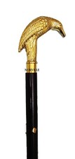 Antique Wooden Walking Stick Cane With Brass Handle For Seniors Men Women Gift