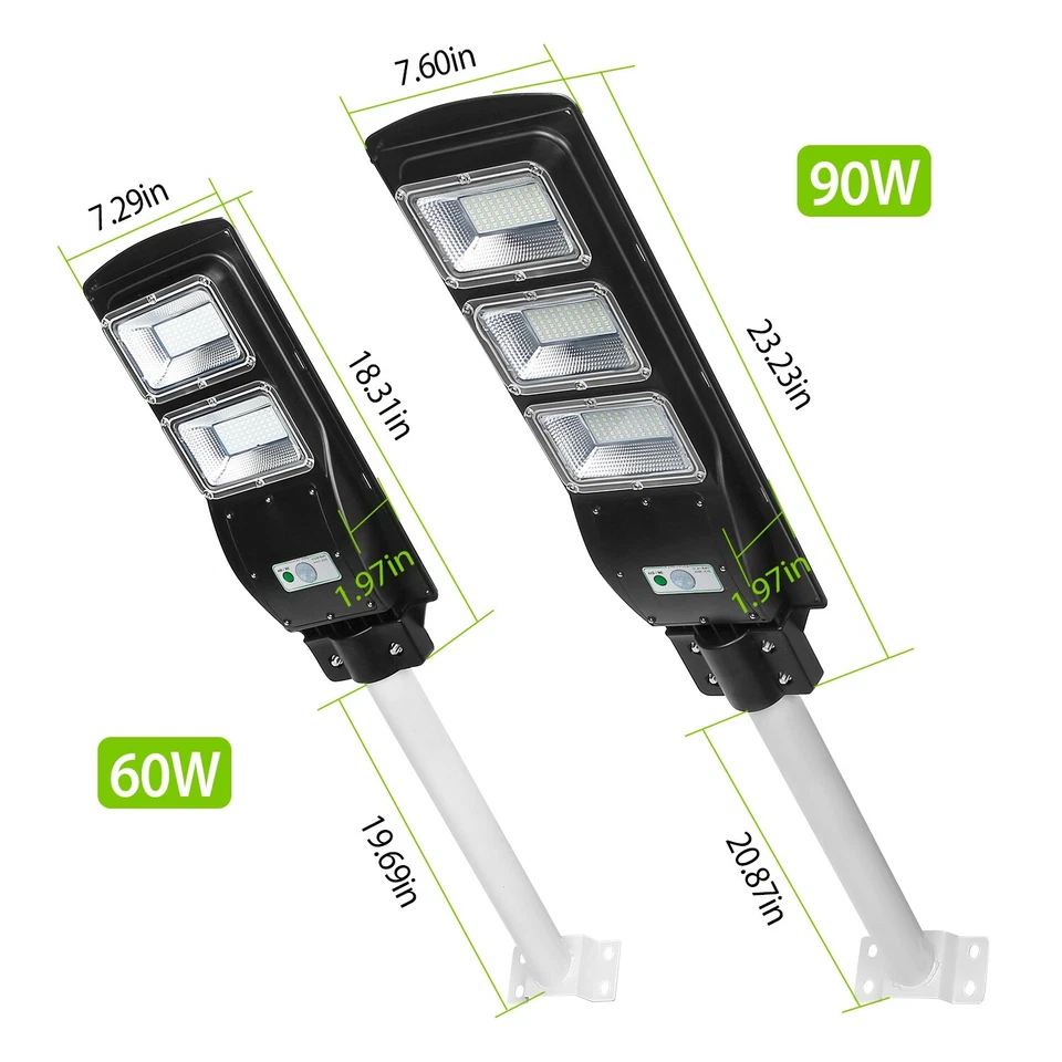 90W Commercial LED Solar Street Light Motion Sensor Dusk-to-Dawn+Remote+Pole USA - Image 2 of 4