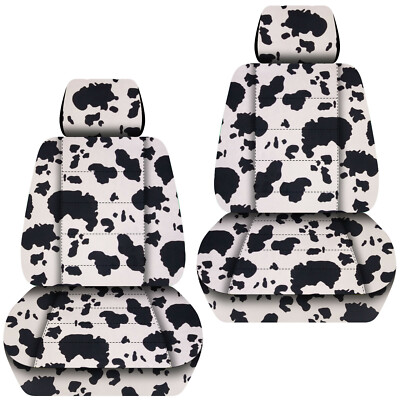 Fits VW Beetle front car seat covers in cow prints black/white/pink/purple/tan..