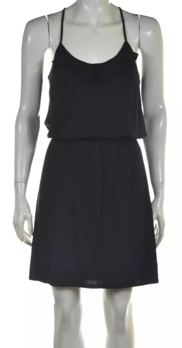 Express Size XS Black Solid Fit Flare Dress Above Knee Spaghetti