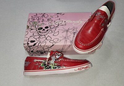 Women's Vintage Red Ed Hardy Dera Boat Shoes Sz 8 RARE