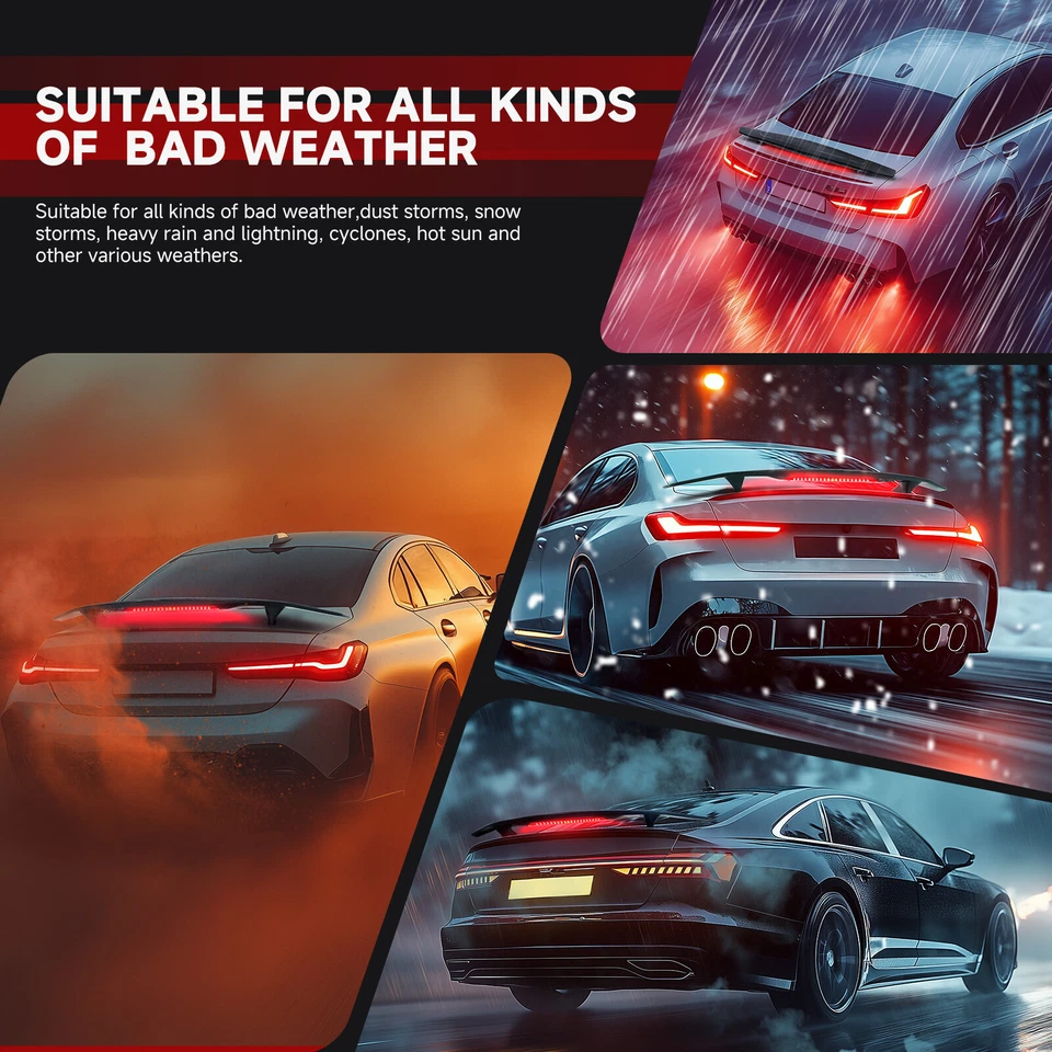 For Honda CR-Z 2011-2016 52" Rear Trunk Racing GT Wing Spoiler LED Brake Llight - Image 3 of 4