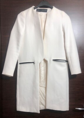 Weißer Mantel Marke Zara Basics, Gr. XS, knielang