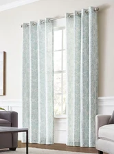 Allen+Roth Seaglass Abstract Light Filtering Grommet Single Curtain Panel | NEW