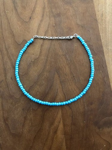 Light Blue Beaded Choker Necklace Seed 