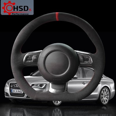 Sewing Black Alcantara Steering Wheel Cover For Audi TT TTS 2006-2014