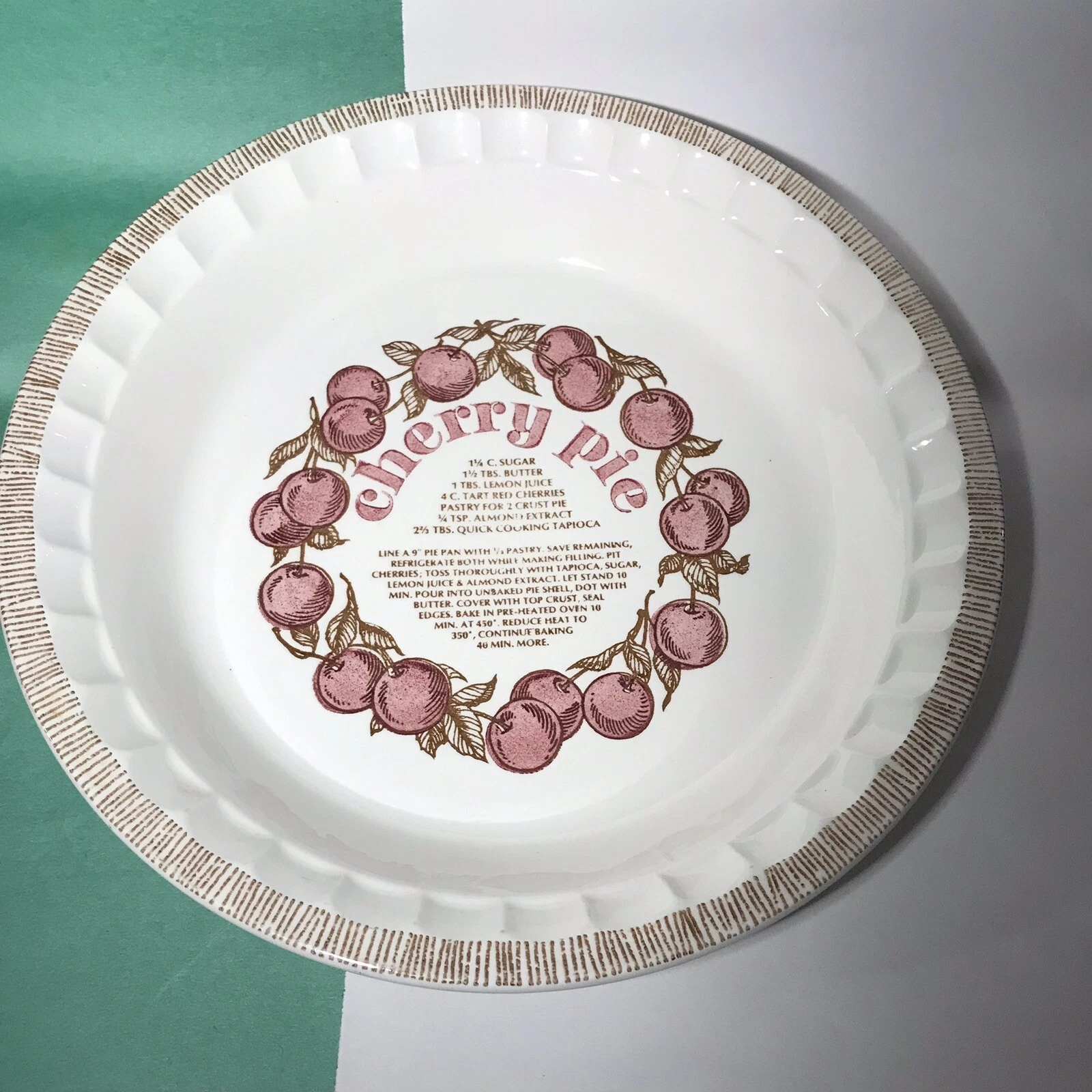Vintage Cherry Pie Recipe Plate Royal China Country Harvest 11 Inch