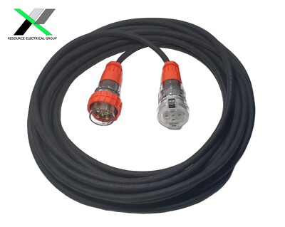 40 Amp 15m Extension Lead, 3 Phase, 5 pin, 415V 40A Heavy Duty Cable 3ph