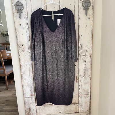 lane bryant dresses formal Lane Bryant Sz. 18 20 Womans Purple Silver Black Metallic Glitter Formal  Dress