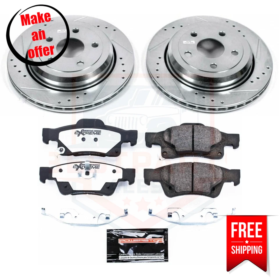 Kit de disco y pastillas de freno trasero Powerstop K5953-36 para Jeep Grand Cherokee 12-20 Foto 2 de 4
