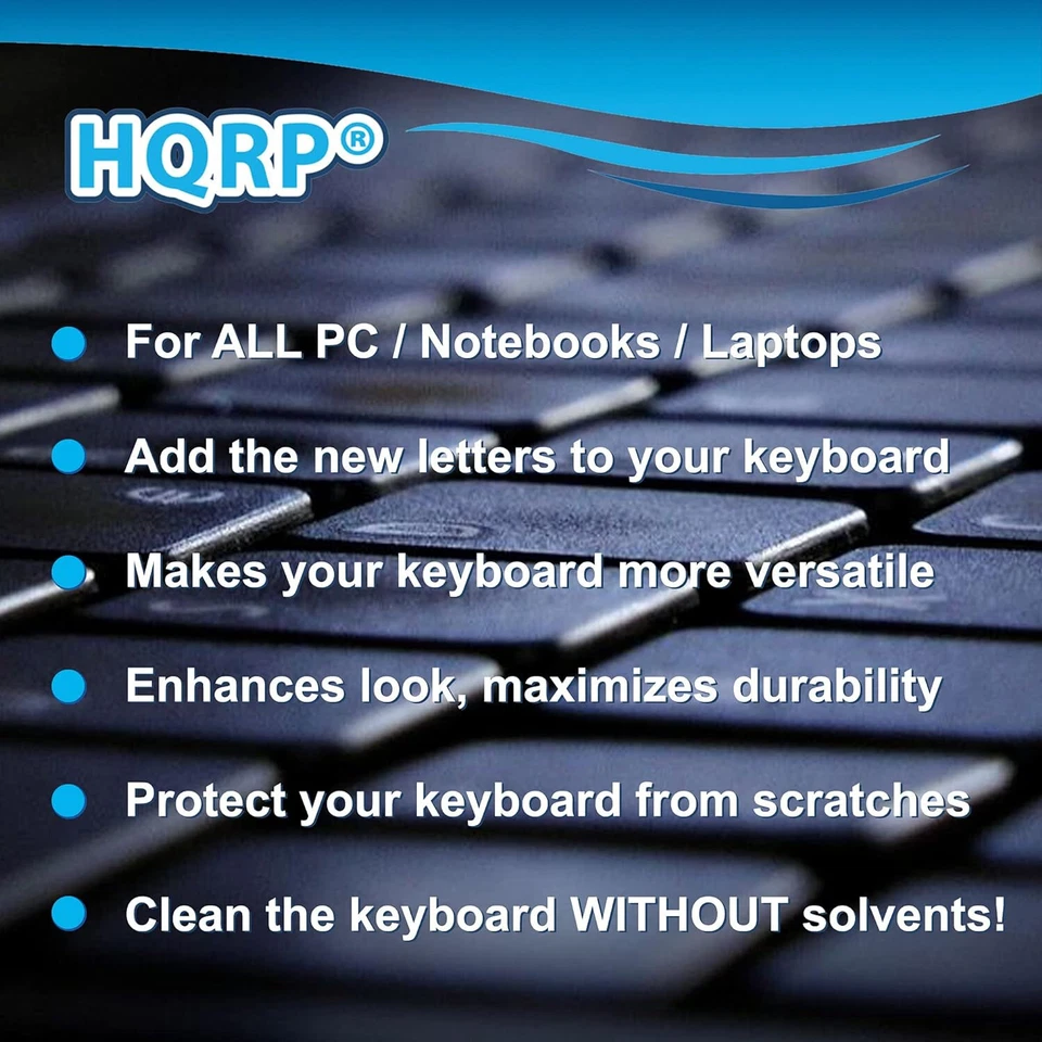 HQRP Ebraica Adesivi Tastiera Bianco Lettere Su Trasparente Sfondo per Tutti PC - Immagine 4 di 4