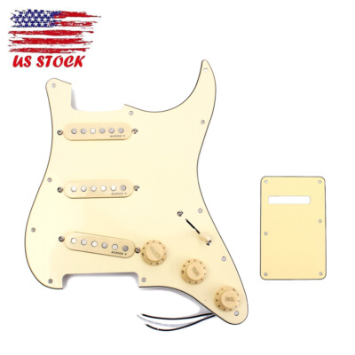 Genuine Alnico V SSS Pickup Prewired Loaded Pickguard Back Plate for Strat ST