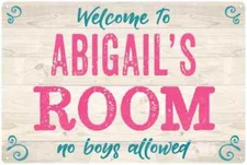 ABIGAIL'S Room Kids Bedroom Sign Personalized Metal Sign 108120089010