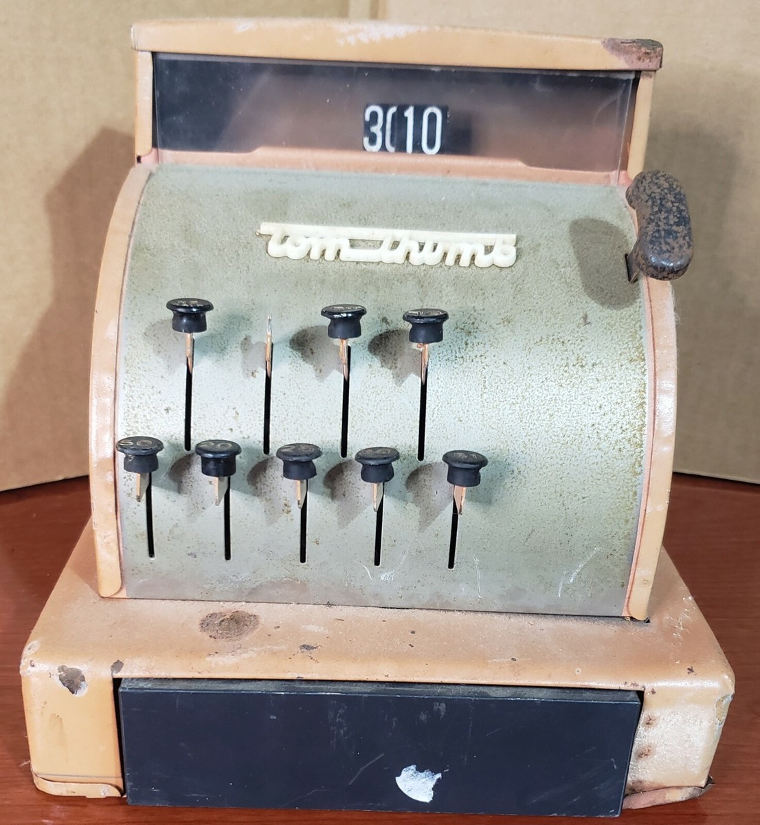 Vintage 1960s Tom Thumb Child's Pink Metal Cash Register