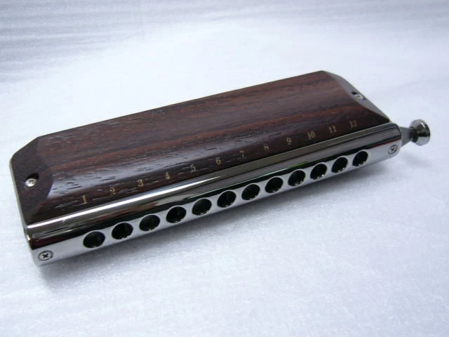 SUZUKI Chromatic Harmonica Gray Gore Series Wooden Cover Model G