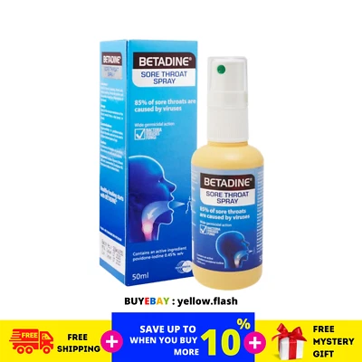 2 X BETADINE Sore Throat Spray For Throat Pain And Mouth Ulsers 50ml FREE SHIP