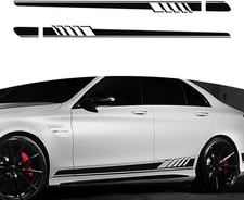 Pack-2 Black Car Side Body Decals PVC Waterproof Stripe Sticker Universal DIY