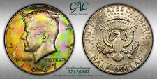 1967 Kennedy Half Dollar CAC MS63 Neon Monster Toned PQ+